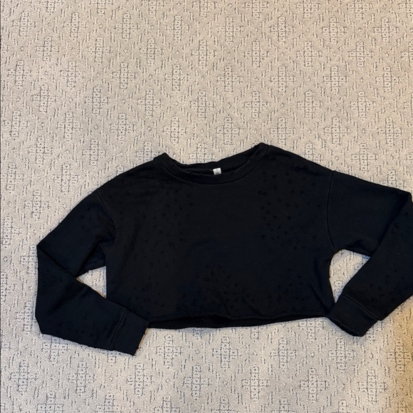 ALO Yoga Tops - ALO Small Fierce Distressed Crewneck Cropped Pullover Sweatshirt